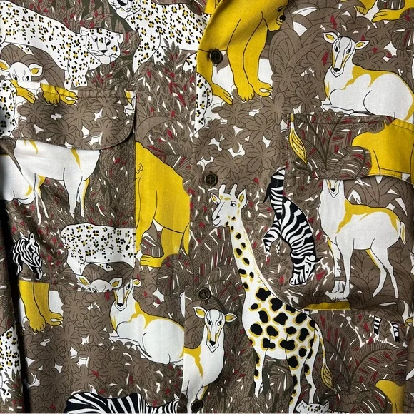 Wilkes Sport by Wilkes Bashford Men's Safari Animal Print Button-Up Shirt Sz 5 - Picture 6 of 8